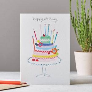 Tarjeta de feliz cumpleaños, tarjeta de pastel de fiesta, pastel de cumpleaños, LT046