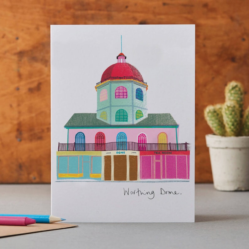 Worthing Dome Card, Art Deco Building, Sussex Coast, LM126 image 1
