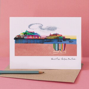 West Pier Before the Fire Card, Sussex Seafront, LM301