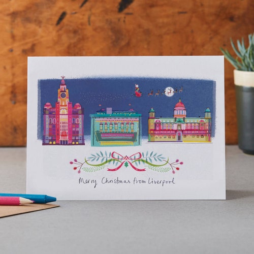 Liverpool Skyline Greetings Card Etsy