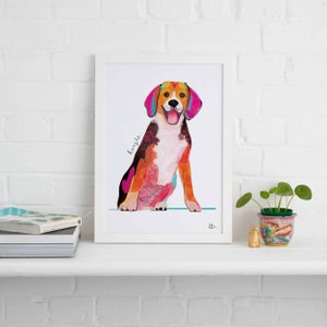 Beagle Framed Print, Dog illustration, Dog Gift