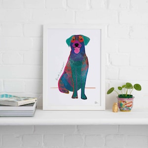 Black Labrador Framed Print, Dog illustration, Dog Gift