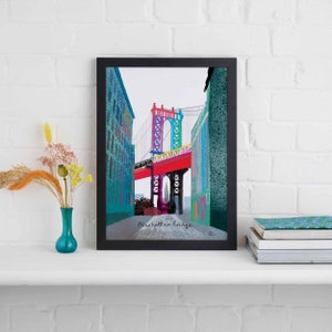Manhattan Bridge Framed Print, New York Art image 1
