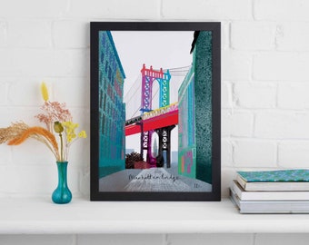 Manhattan Bridge Framed Print, New York Art