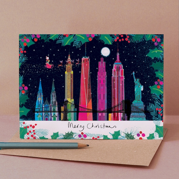 New York Skyline Christmas Card, American Landmark, LM197