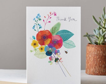 Thank You Card, Flower Posy Card, LT060