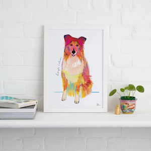 Impresión sin marco de Rough Collie, ilustración de perro, regalo para perro
