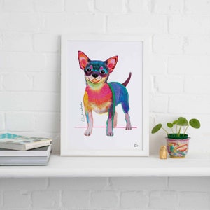 Impresión sin marco de chihuahua, ilustración de perro, regalo de perro