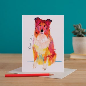 Biglietto d'auguri con cane Rough Collie, regalo per cani, HO DISEGNATO CANI, WF017