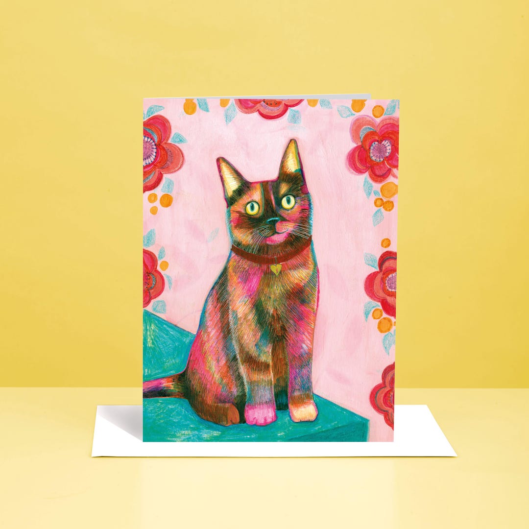 Tortoiseshell Cat Greetings Card, Meow Range, Cat Lover Card, Cat Gift ...