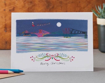 Forth Bridge Christmas Card, Scottish Art, LM048