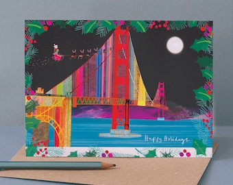 Golden Gate Bridge Christmas Card, American Landmark, LM216