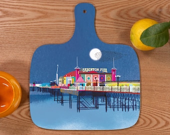 Tagliere raffigurante il molo del palazzo di Brighton di notte, BCHOP008