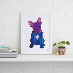 Impresión sin marco de bulldog francés, ilustración de perro, regalo de perro