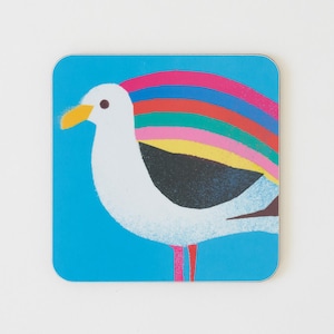 Seagull Colourful Coaster, Seaside Gift, BCOAST013