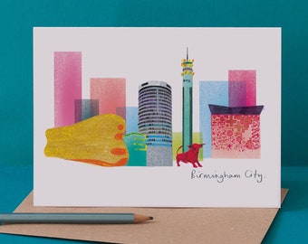 Birmingham Skyline Card, Brummie Greeting Card, City Architecture, LM128