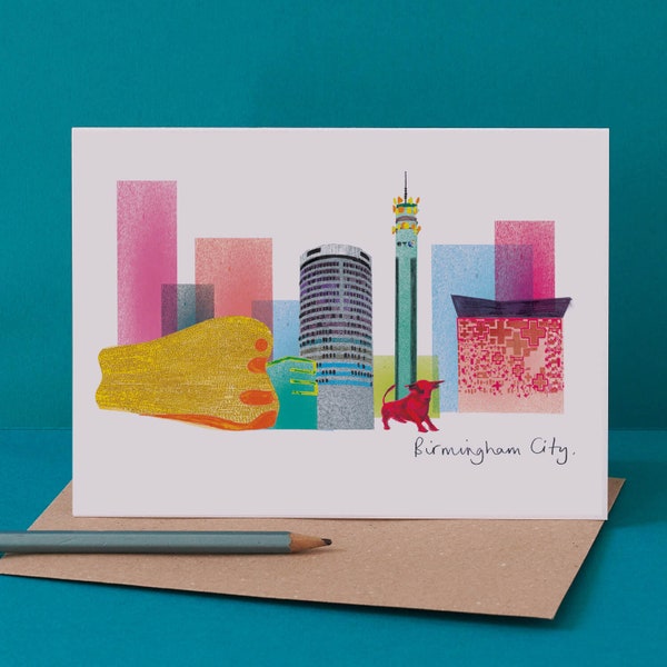 Birmingham Skyline Card, Brummie Greeting Card, City Architecture, LM128
