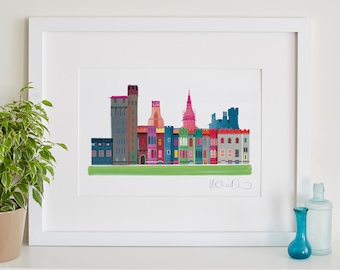 Impresión de la casa del castillo de Cardiff, hito galés