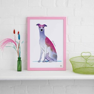 Whippet Framed Print, Dog illustration, Dog Gift