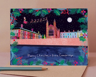 River Cambridge Christmas Card, English Landmark, LM193