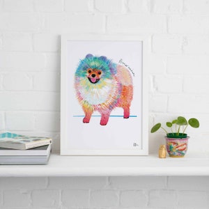 Impresión sin marco de Pomerania, ilustración de perro, regalo de perro