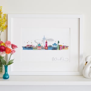 Panoramic Brighton Print, Rainbow Landmarks, Sussex Skyline