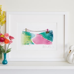 Clifton Suspension Bridge Print, Bristol Architecture, Bridge Art
