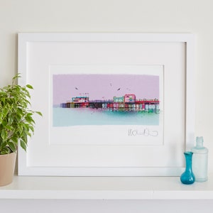Worthing Pier Seaside Druck, Regenbogen Pier