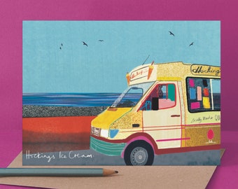 Ice Cream Van Card, Costal Seaside Art, LM171