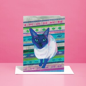 Carte de voeux chat siamois, gamme Meow, carte pour amoureux des chats, cadeau chat, MEOW011