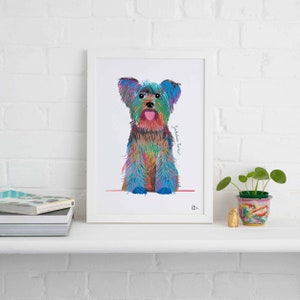 Impresión sin marco de Yorkshire Terrier, ilustración de perro, regalo para perro