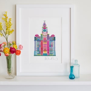 The Liver Building Print, Liverpool Wall Art, Three Graces