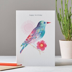 Carte de joyeux anniversaire, carte d'étourneau sansonnet, carte pour elle, LT031