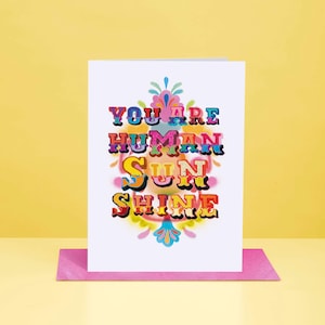 Carte de voeux Sunshine You Are Human, typographie Bless Up, BU004