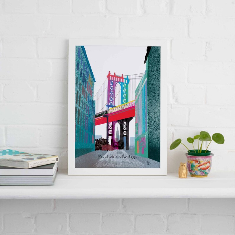 Manhattan Bridge Framed Print, New York Art image 2