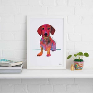 Dachshund Framed Print, Dog illustration, Dog Gift