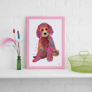 Cockapoo Framed Print, Dog illustration, Dog Gift