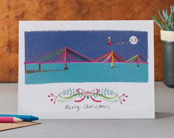 Queensferry Crossing Christmas Card, Scotland Bridge, LM101