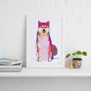 Impresión sin marco de Shiba Inu, ilustración de perro, regalo para perro