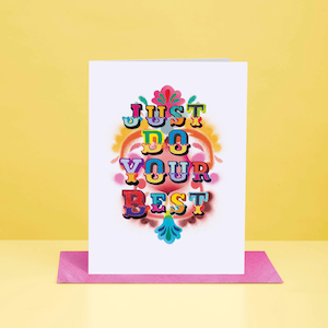 Carte de vœux Just Faites de votre mieux, typographie Bless Up, BU020