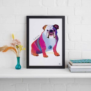 Bulldog Framed Print, Dog illustration, Dog Gift