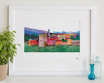 Impressão do Palácio de Alhambra, La Alhambra, presente espanhol