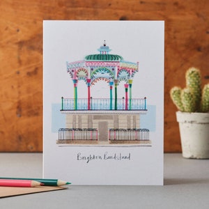 Tarjeta con el quiosco de música de Brighton, monumento artístico de Sussex, BT002