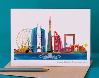 Dubai Skyline Card, Modern City Landmarks, LM222