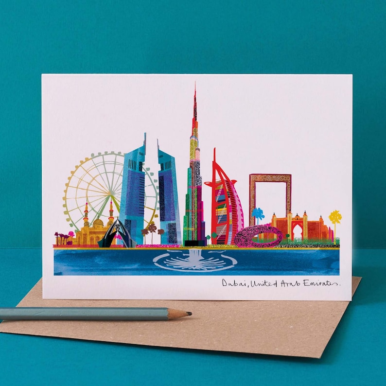 Dubai Skyline Card, Modern City Landmarks, LM222 image 1
