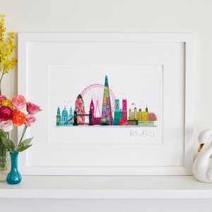 London Skyline Print, London Baby, Cityscape Art