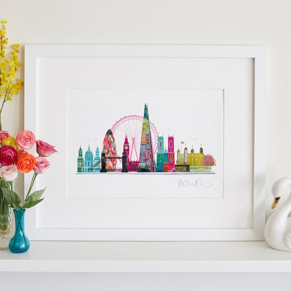 London Skyline Print, London Baby, Cityscape Art