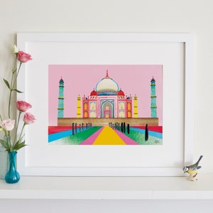 Taj Mahal Print, Indian Landmark Art