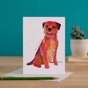 Carte pour chien Border Terrier, cadeau chien, j'ai dessiné des chiens, WF015
