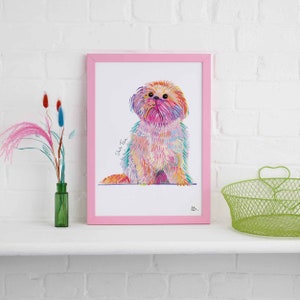 Shih Tzu Framed Print, Dog illustration, Dog Gift